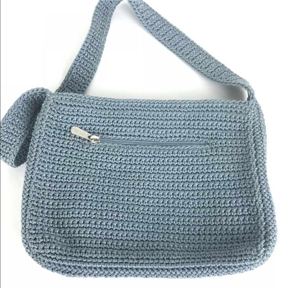 The Sak Crochet Shoulder Purse Handbag Zip Blue - Picture 4 of 8